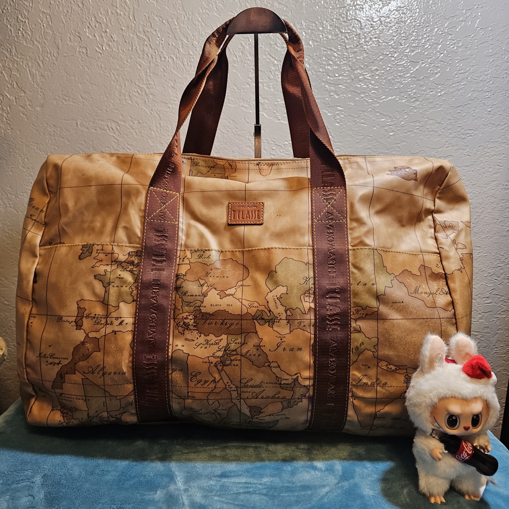 Alviero Martini Brown Map Print Duffel Bag